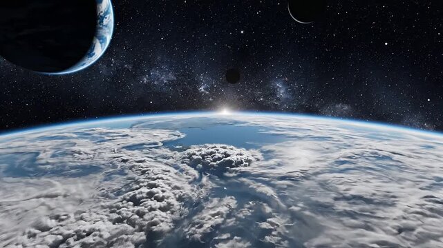 Stunning Sunrise Over Earth From Space With Vibrant Colors.