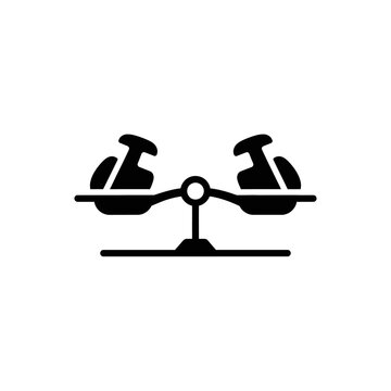 Unbalanced scale icon, justice, law, decision making, weight, balance concept