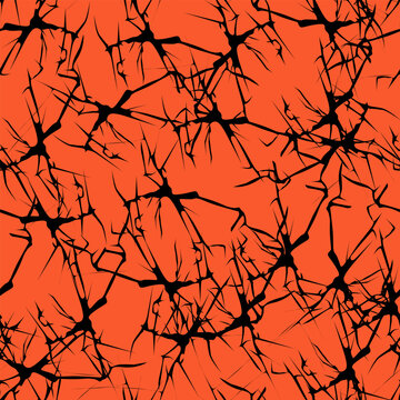 A seamless pattern with an optical effect of broken glass on an orange background. Vector illustration for prints on fabrics, wallpaper, packaging, covers, and for creating background fills i