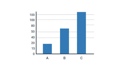 Bar chart with three blue bars. © alfan