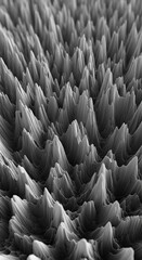 Obraz premium An intricate monochrome landscape featuring deep ridges, microscopic texture details, and high-contrast shadows across a vast abstract surface, desolate, depth, light