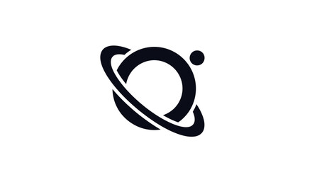 Black Saturn Planet Ring Logo Icon. © alfan
