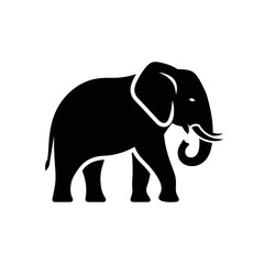 Fototapeta premium Black Silhouette Elephant Icon, Vector Art, Simple Design