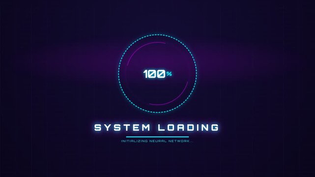 Loading animation displays a system loading screen with a progress bar.