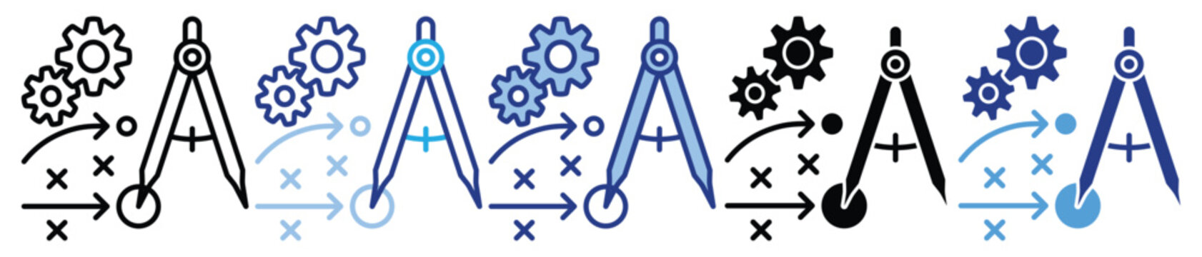 Project plan icon set multiple style collection