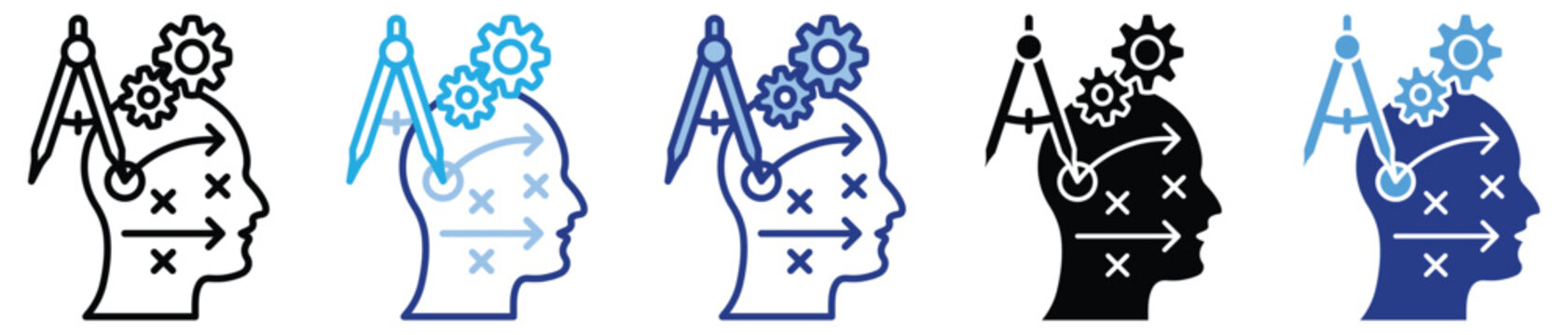 Strategic planning icon set multiple style collection