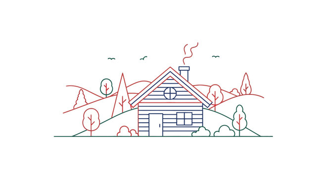 A Simple Log Cabin House Structure.