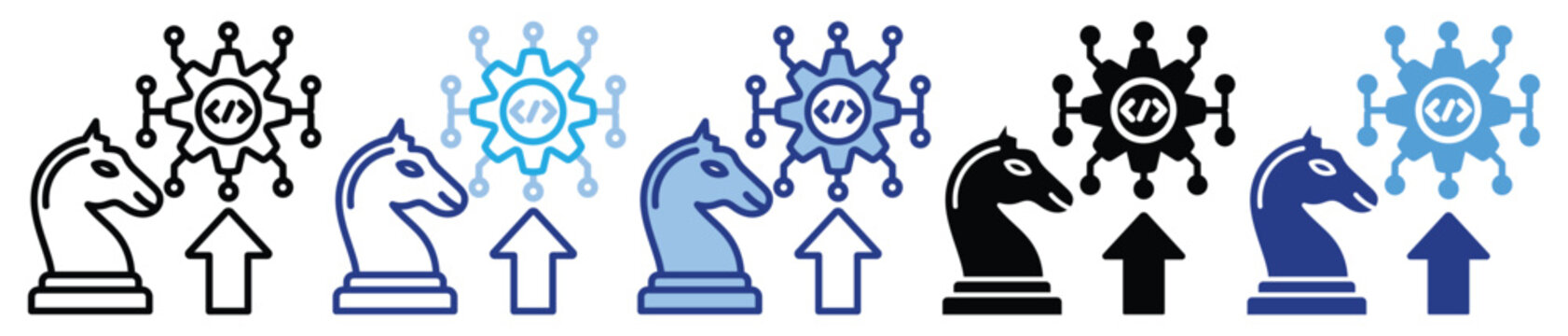 Development plan icon set multiple style collection