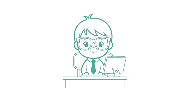 Businessman sitting at office desk.