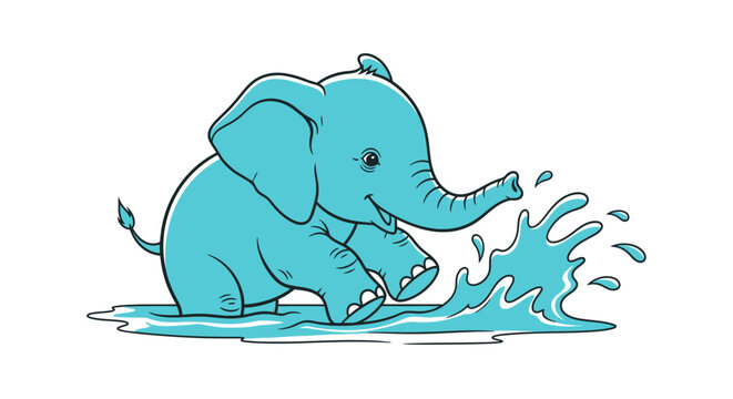 Cute baby elephant playing in water.
