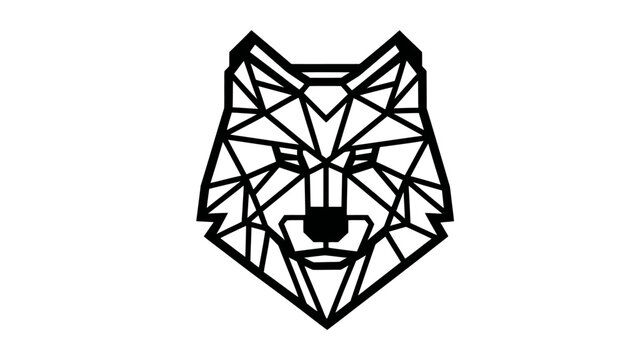 Geometric wolf head illustration minimalist art design on white background
