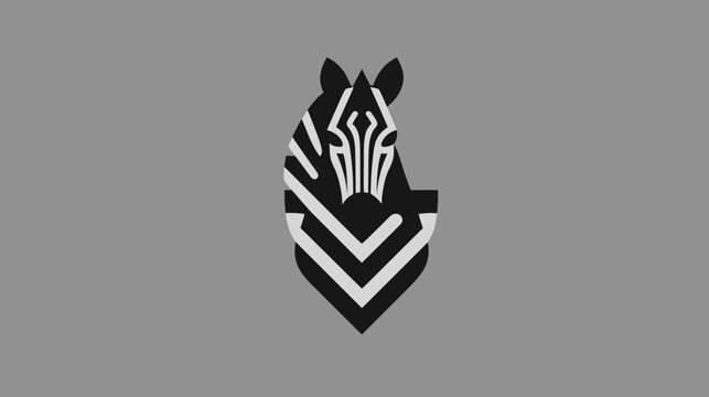 Geometric zebra head logo design on gray background illustration