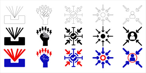 Fototapeta premium Effect action symbols, Impact icon set. Simple flat complete vector