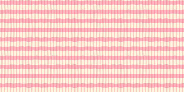 Soft pink hand painted stripe seamless vector pattern, Cute pastel color organic plaid for baby designs, fabric and backgrounds