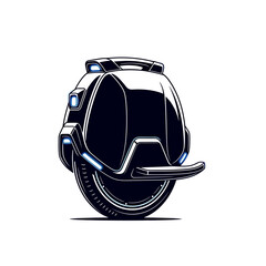 Futuristic Electric Unicycle with LED Lights, Modern Personal Transport © nur