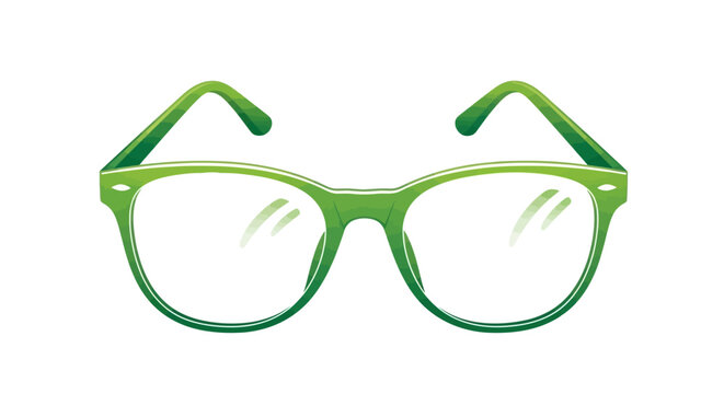 Green Retro Eyeglasses on White Background