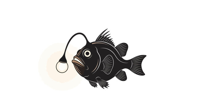 Black Anglerfish with Fishing Hook.