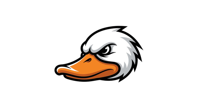 Cartoon angry duck face closeup profile.