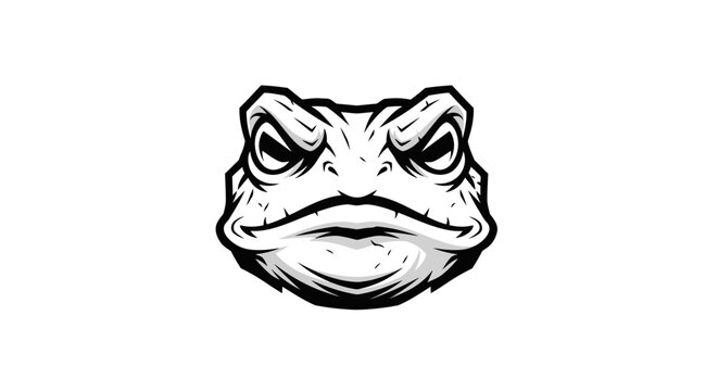 Frog Face Closeup Cartoon Illustration.