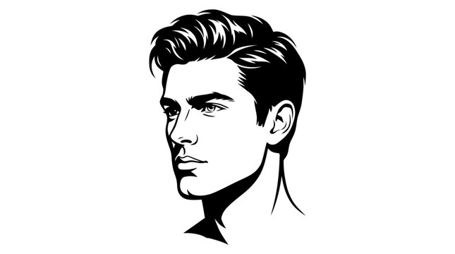 Illustration of a stylish man with quiff haircut and facial features