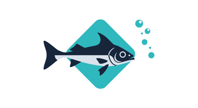 Black and white fish illustration.