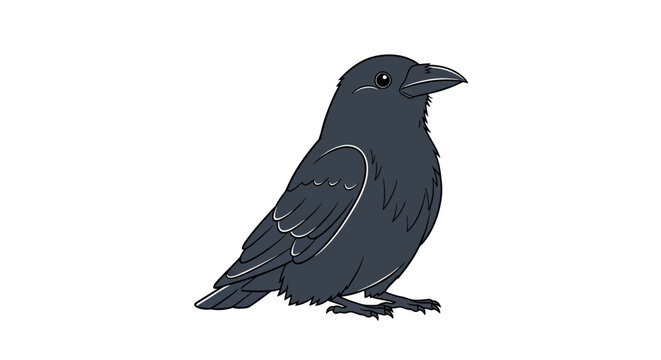 Black bird with sharp beak standing.