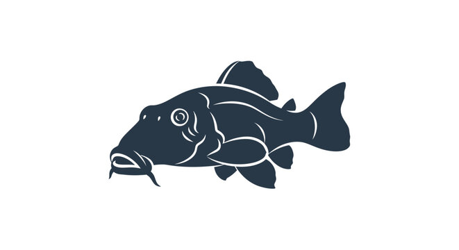 Black Fish Side View Illustration.