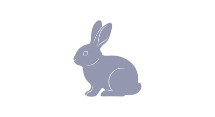 Fototapeta premium Gray rabbit sitting on ground.