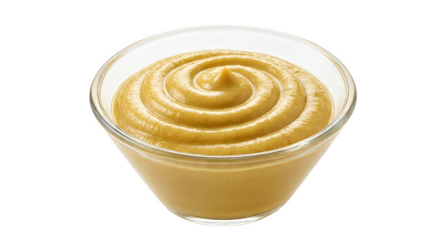 Fresh Dijon Mustard in Glass Bowl Close-up Food Photography
