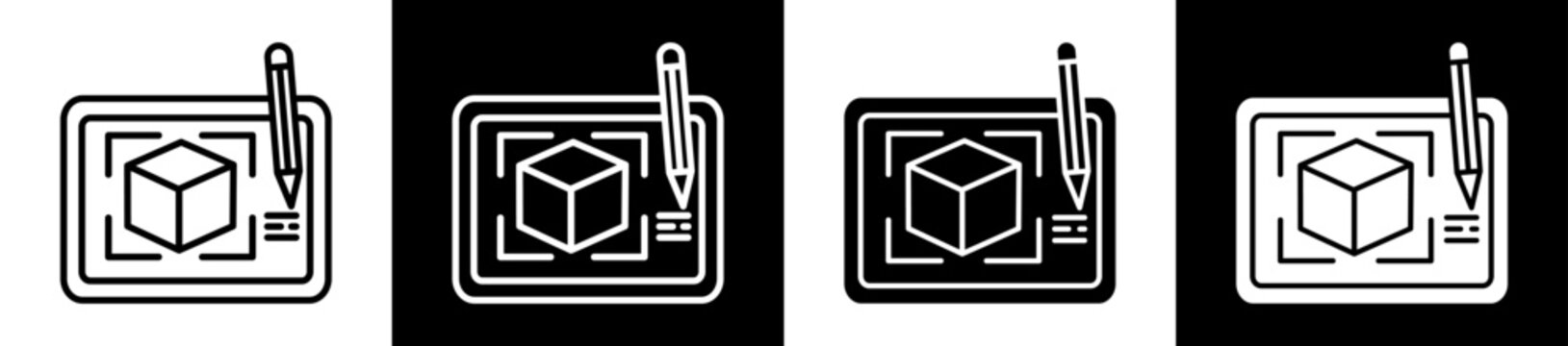 Product Design Icon Black And White Vector Illustration.