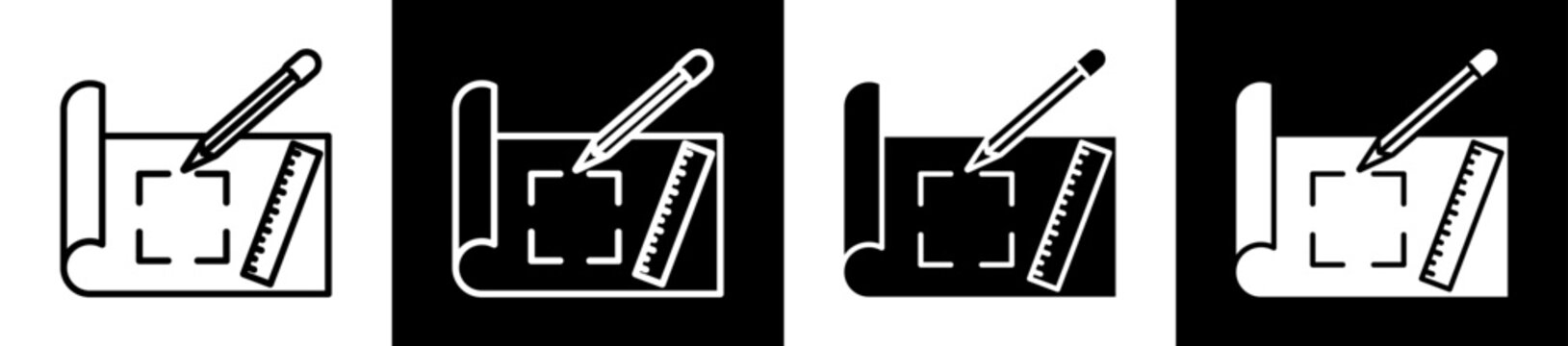 Sketching  Icon Black And White Vector Illustration.