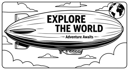 Vintage Airship "Explore The World" - Adventure Awaits © sarmadi