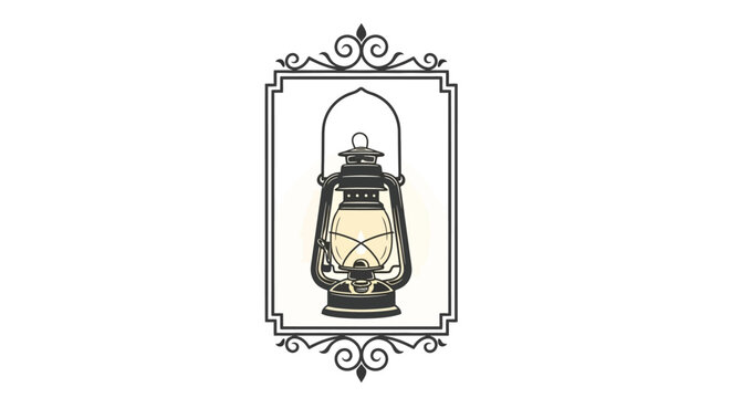 Vintage Kerosene Lantern in Decorative Frame