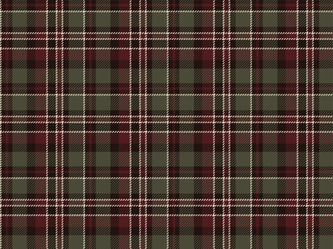 Heritage plaid seamless pattern background, olive green cream scottish check pattern for apparel and upholstery