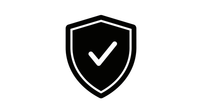 Security Shield Icon with Check Mark - Protection and Safety Concept