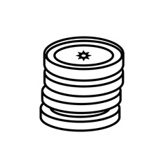 Stack of Coins Icon, Thin Line Art, Money Symbol, Financial Concept © syarifah