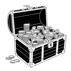 Treasure Chest Full of Gold Coins and Diamonds © ulul