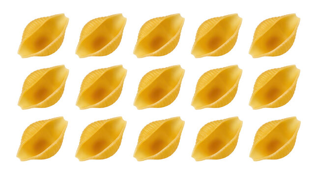 Fresh Shell Pasta Conchiglie on White Background Food Photography