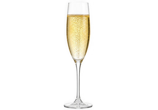 Isolated Elegant Flute Glass of Sparkling Champagne