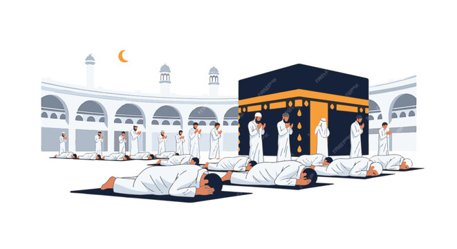 Detailed Vector Illustration of Colonial Pilgrims Gathering for Prayer, Historical Scene of Early American Settlers in Traditional 17th Century Attire Giving Thanks for the Harvest
