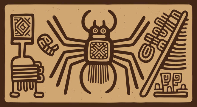 Ancient Peruvian Nazca Culture Insect Petroglyph Art