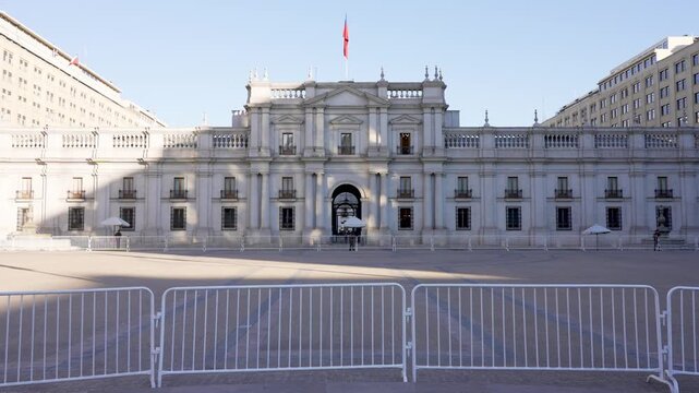 Palacio de la moneda, the presidential palace of chile, in santiago on a sunny day