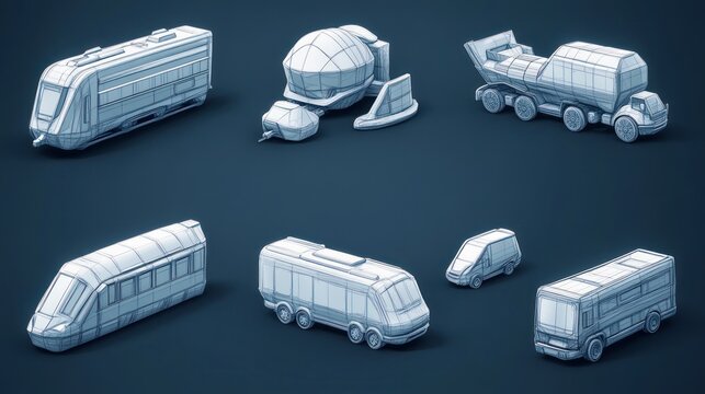Collection of 3D Rendered Transportation Vehicles.