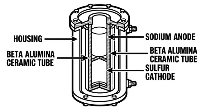 Diagram of a Sodium Sulfur Battery Cell.