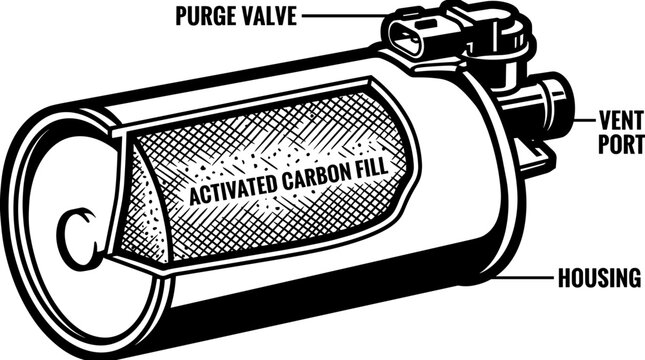 Diagram of an automotive activated carbon canister.