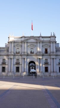 Palacio de la moneda, the presidential palace of chile, in santiago on a sunny day