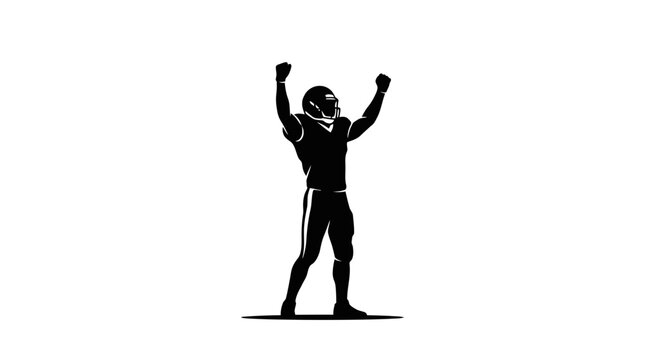 Black and white silhouette of a football player celebrating a touchdown.