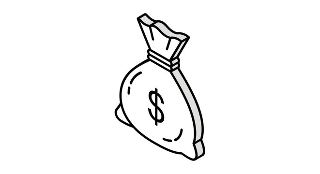 A simple line drawing of a money bag.