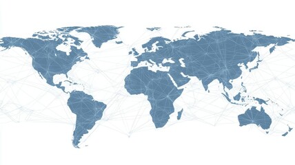 Fototapeta premium Abstract global digital map illustration showing interconnected data network nodes connectivity