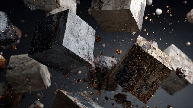 Concrete Blocks Exploding in Dynamic Motion